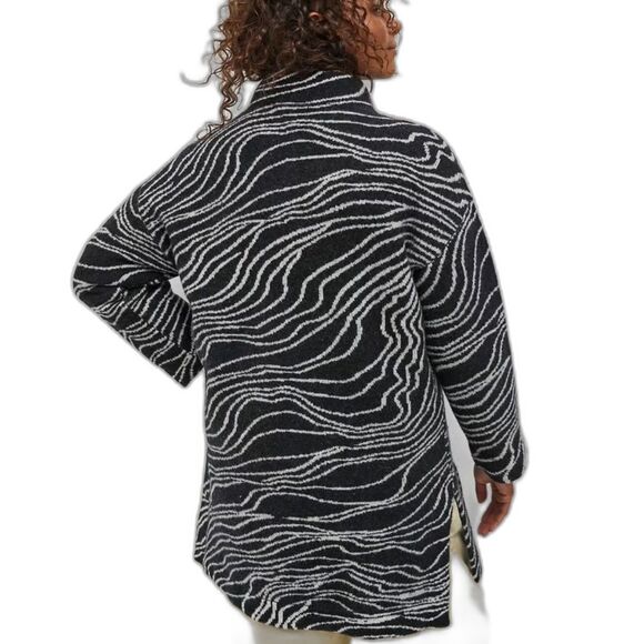 MAEVE Anthropologie Zebra Knit Oversized Coat Cardigan XS Lambswool Blend - Picture 11 of 11